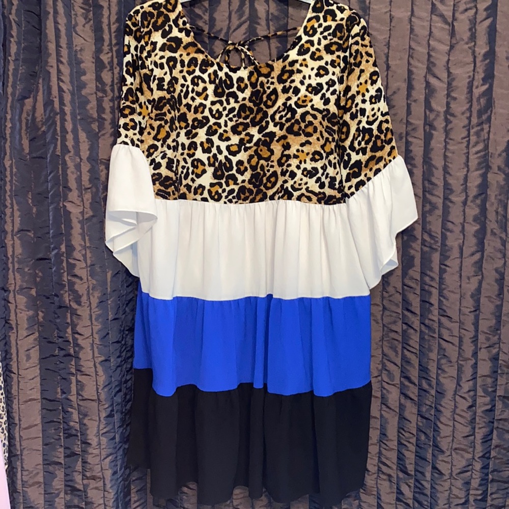 Colorblocked babydoll dress